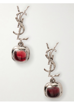 SAINT LAURENT - Cassandre Pampille Silver-tone And Resin Earrings - One size