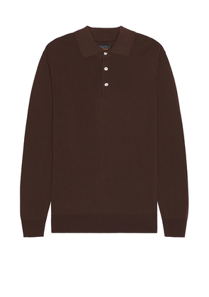 Beams Plus Knit Polo in Brown. Size S. Also in M, L, XL.