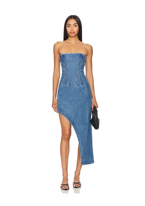 Bardot Amory Denim Midi Dress in Denim-Medium. Size 6. Also in 4.