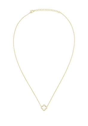 By Adina Eden Pave Outlined Four Leaf Clover Necklace in Metallic Gold.