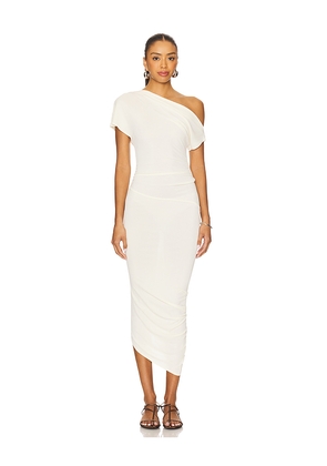 EAVES Lian Twist Midi Dress in Ivory. Size L. Also in S.