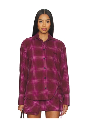 THE ATTICO Check Shirt in Burgundy. Size 40. Also in 42.