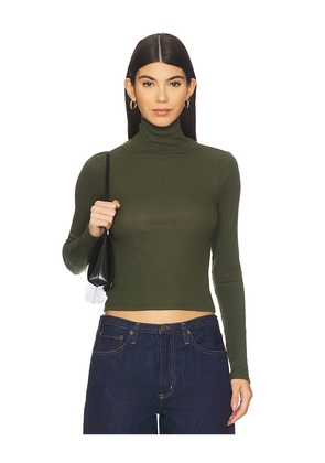Bobi Crop Turtleneck Top in Dark Green. Size S. Also in L.