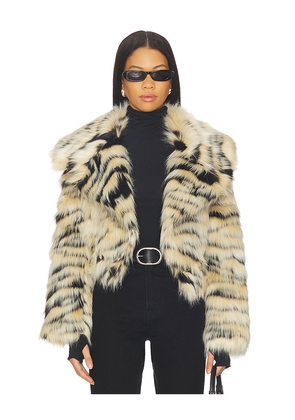 Adrienne Landau Londyn Jacket in Tan,Black. Size S. Also in M.