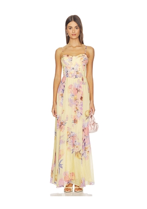 HEMANT AND NANDITA Corseted Long Dress in Lemon. Size S. Also in XXS, XS, M, L, XL, XXL.