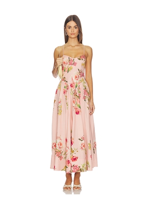 HEMANT AND NANDITA Corseted Midi Dress in Peach. Size S. Also in XXS, XS, M, L, XL, XXL.