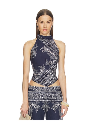 Amanda Uprichard Arielle Top in Navy. Size XS. Also in S, L.