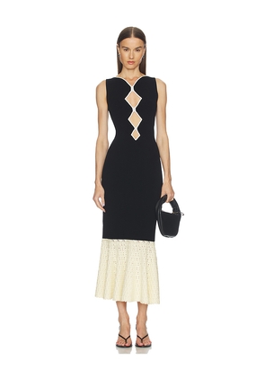ET OCHS Maude Knit Midi Dress in Black,Ivory. Size XS. Also in S, L.