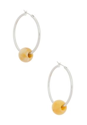 Casa Clara Hayden Hoop Earrings in Metallic Silver,Beige.