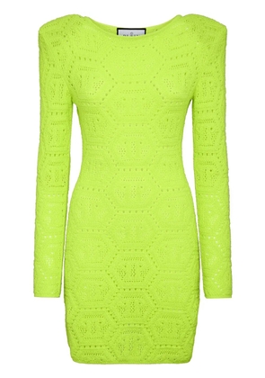 Philipp Plein monogram-intarsia mini dress - Green