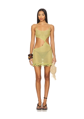 Jaded London Crochet Bead Trim Mini Dress in Green. Size M. Also in XS, S, L.