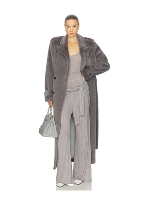 Helsa Faux Fur Long Trench in Grey. Size XS. Also in S.