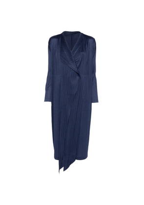 Pleats Please Issey Miyake pleated wrap coat - Blue