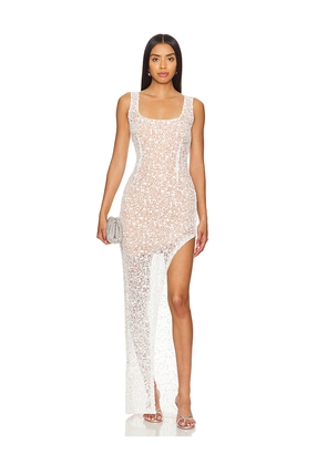 Nadine Merabi Louisa Maxi Dress in White. Size 4/S. Also in 12/XL.