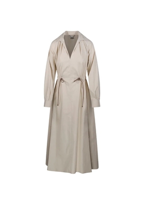 Max Mara drawstring-fastening V-neck midi dress - Neutrals