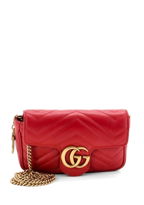 Gucci Pre-Owned GG Marmont Flap Bag Matelasse Leather Super Mini crossbody bag - Red