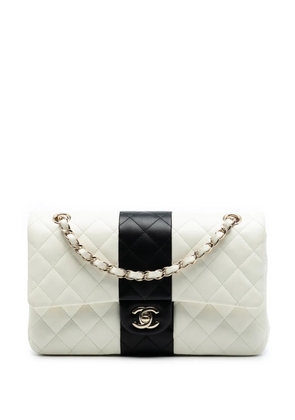 CHANEL Pre-Owned 2021-2026 Medium Classic Bi Stripe Lambskin Double Flap shoulder bag - White
