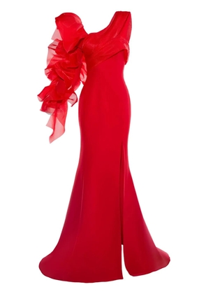 Gaby Charbachy ruffle-sleeve gown - Red