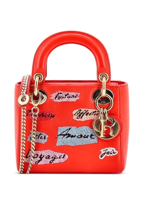 Christian Dior Pre-Owned Lady Dior Chain Bag Beaded Leather Mini shoulder bag - Red
