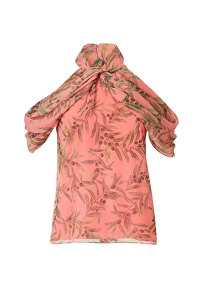 Carolina Herrera olive branch-print halterneck top - Pink