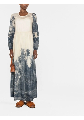 'S Max Mara palm tree-print long dress - Neutrals