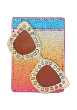 Kurt Geiger London sunglasses-motif metallic-leather card holder - Orange