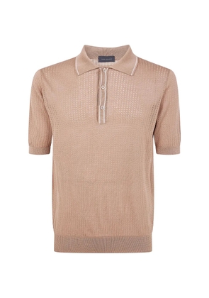 Tagliatore perforated polo shirt - Neutrals