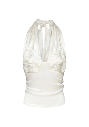 Violante Nessi Dolci floral-embroidered backless halter top - White