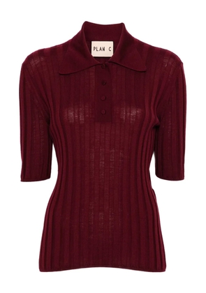 Plan C ribbed polo shirt - Red