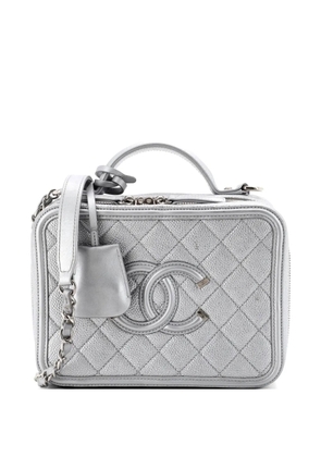 CHANEL Pre-Owned Filigree Vanity Case Quilted Caviar Medium satchel - Grey