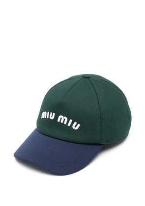 Miu Miu logo-embroidered cap - Green