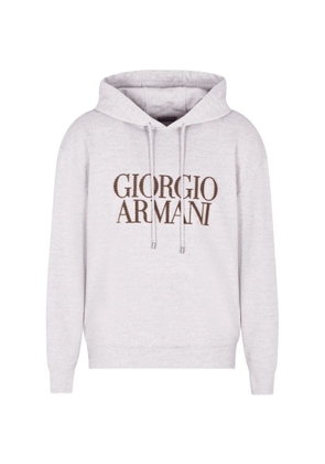 Giorgio Armani logo drawstring hoodie - Grey