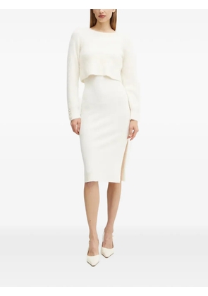 Morgan split ribbed midi dress - Neutrals