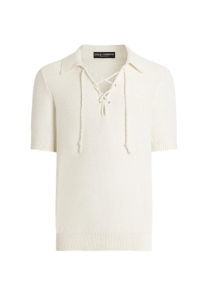 Dolce & Gabbana lace-up polo shirt - Neutrals