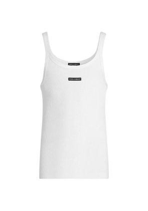 Dolce & Gabbana ribbed logo-patch vest - White