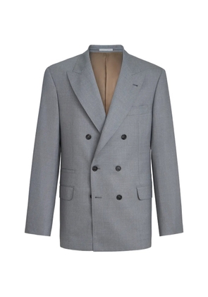Brunello Cucinelli virgin-wool and silk lightweight hopsack one-and-a-half breasted blazer - Grey