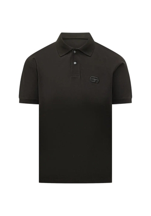 Emporio Armani logo-patch polo shirt - Black