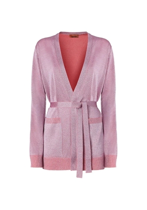 Missoni patch-pocket belted cardigan - Pink