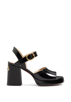 Valentino Garavani Fawcette platform sandals in polished calfskin 100mm - Black