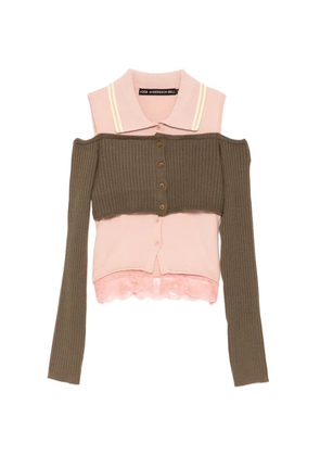 Andersson Bell off-shoulder layered cardigan - Pink
