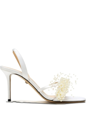 MACH & MACH 85mm Floating Pearl sandals - White
