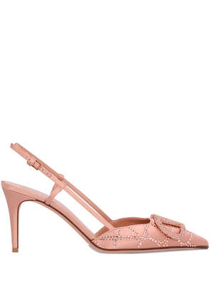 Valentino Garavani VLogo Signature crystal-embellished slingback pumps - Pink