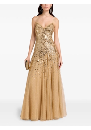 Needle & Thread sequin-embellished ruffled maxi dress - Neutrals