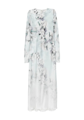 Alberta Ferretti floral-print long-sleeved day dress - Blue