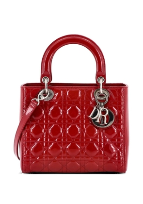 Christian Dior Pre-Owned Lady Dior Bag Cannage Quilt Patent Medium satchel - Red