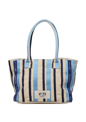 V°73 striped top-handle shoulder bag - Blue