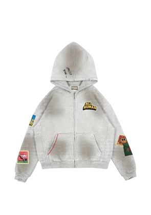 ALL HUMAN Maynard patches zip hoodie - Grey