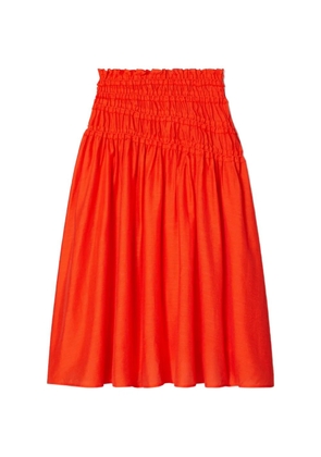 Tory Burch shirred-detail midi skirt - Orange