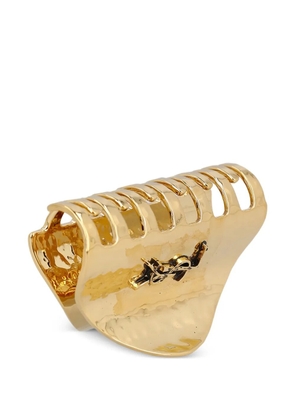 Saint Laurent cassandre logo hammered metal hair clip - Gold