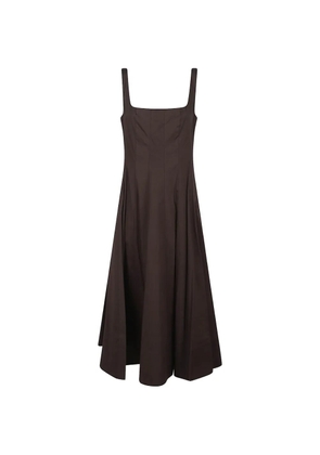 STAUD square-neck sleeveless midi dress - Brown